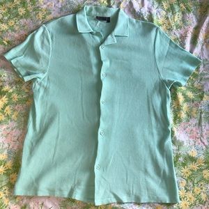 ASOS design light blue waffle button up shirt